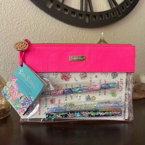 New! Lilly Pulitzer Pink and Clear Pouch Set